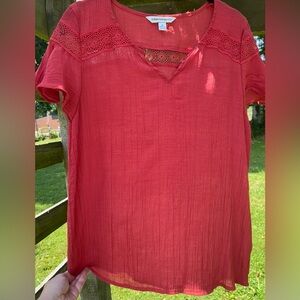 Counterparts Gorgeous Red Blouse Lace Detail
